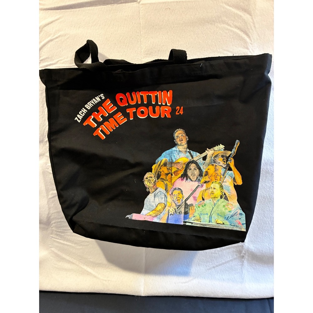 Zach Bryan The Quittin Time Tour 24 Tote Bag Black Concert Merch 2024 Dates